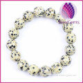 Wholesale dalmatian jasper round beads stretch bracelet